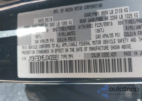 2018 Mazda Cx-5 Grand Touring from USA, damaged, VIN JM3KFBDM5J0406851